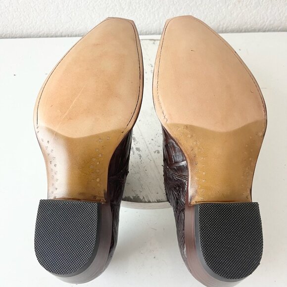 Rod Patrick Womens Brown Loafers 8.5 Caiman Leather Western Boots Slip On Shoes - Picture 8 of 11